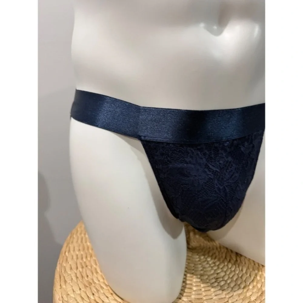 Cosabella Never Say Never Lace Jock Strap Navy Blue Men's size M NWT